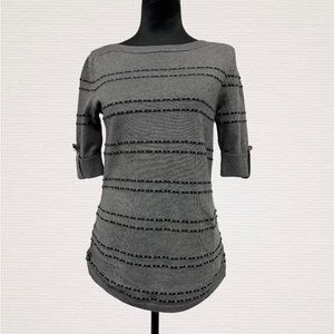 Apt. 9 Ruched lace Knit Career Top
Sweater mid sleeve gray black stripes Small